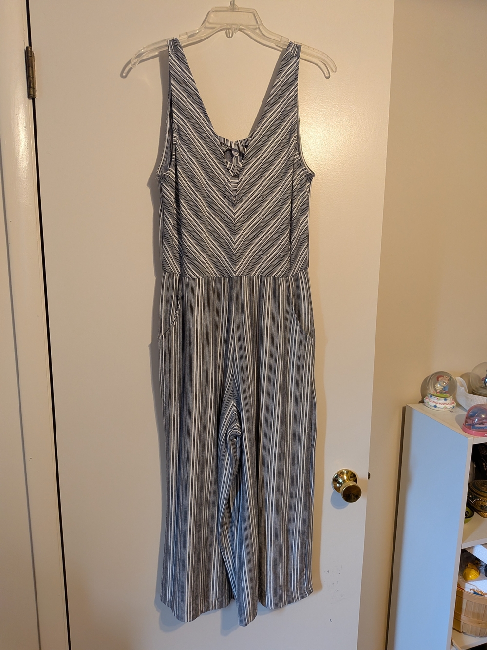 Eyeshadow Blue & White Striped Jumpsuit